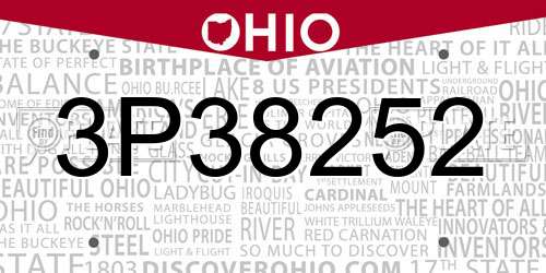 3P38252 Ohio License Plate