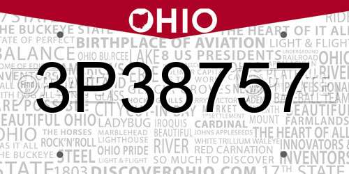 3P38757 Ohio License Plate