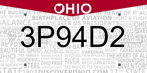 3P94D2 Ohio License Plate