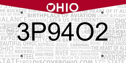3P94O2 Ohio License Plate
