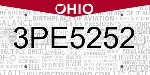 3PE5252 Ohio License Plate