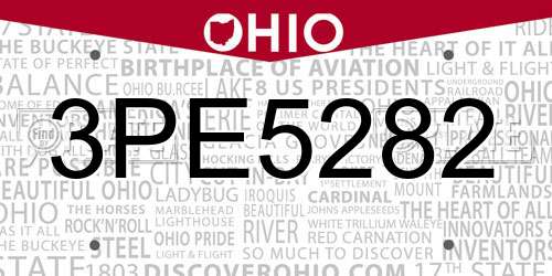 3PE5282 Ohio License Plate