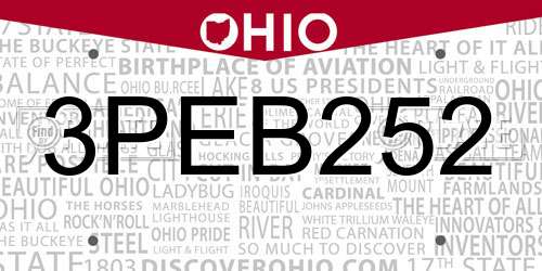 3PEB252 Ohio License Plate