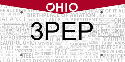 3PEP Ohio License Plate
