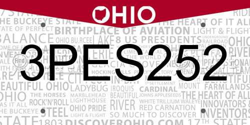 3PES252 Ohio License Plate