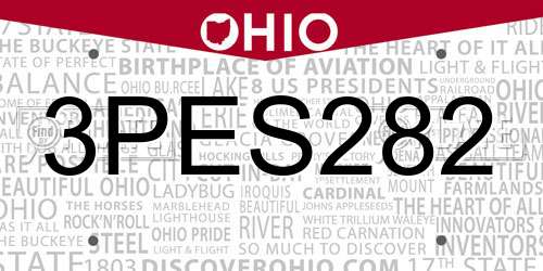 3PES282 Ohio License Plate