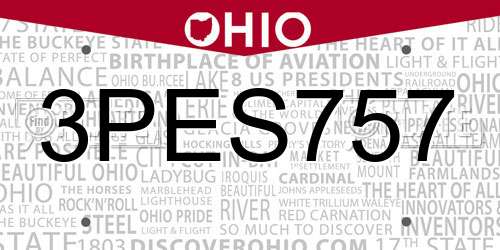 3PES757 Ohio License Plate
