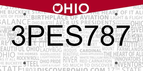 3PES787 Ohio License Plate