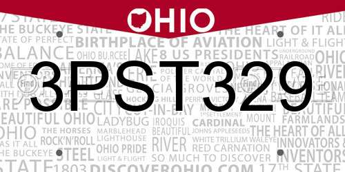 3PST329 Ohio License Plate