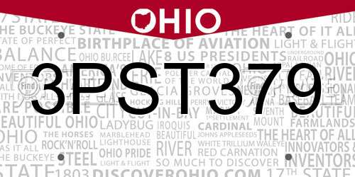 3PST379 Ohio License Plate