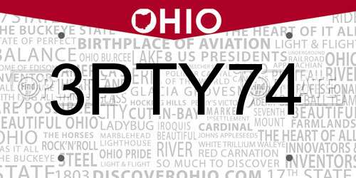 3PTY74 Ohio License Plate