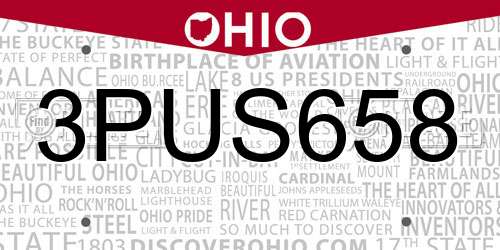 3PUS658 Ohio License Plate