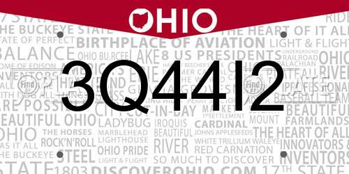 3Q44I2 Ohio License Plate