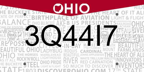 3Q44I7 Ohio License Plate