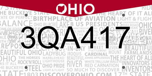 3QA417 Ohio License Plate