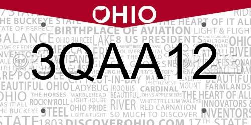 3QAA12 Ohio License Plate