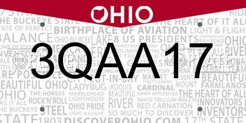 3QAA17 Ohio License Plate