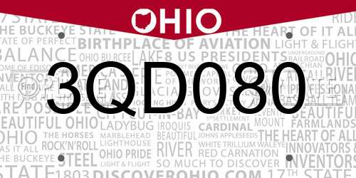 3QD080 Ohio License Plate