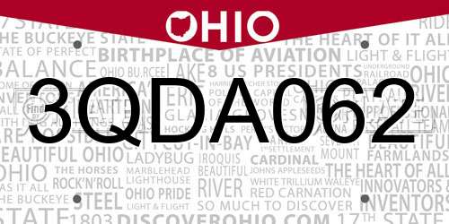 3QDA062 Ohio License Plate