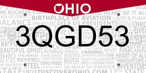 3QGD53 Ohio License Plate