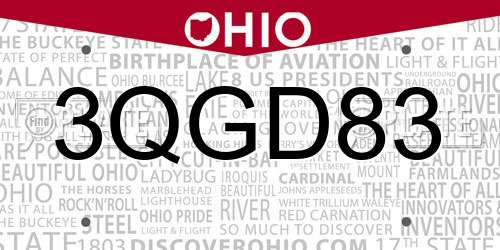 3QGD83 Ohio License Plate