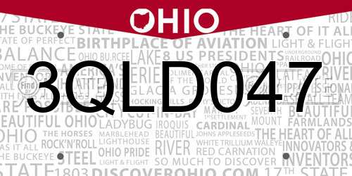 3QLD047 Ohio License Plate