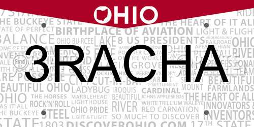 3RACHA Ohio License Plate