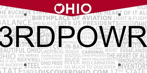 3RDPOWR Ohio License Plate