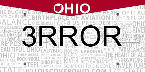 3RROR Ohio License Plate