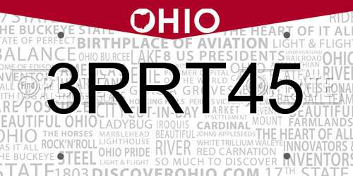 3RRT45 Ohio License Plate