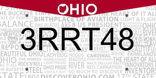 3RRT48 Ohio License Plate