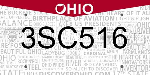3SC516 Ohio License Plate