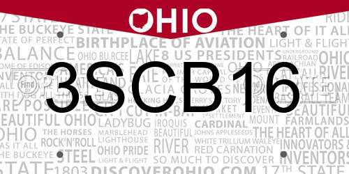 3SCB16 Ohio License Plate