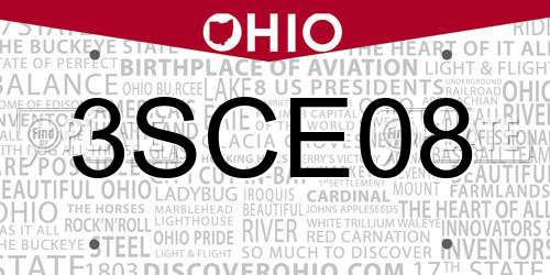 3SCE08 Ohio License Plate