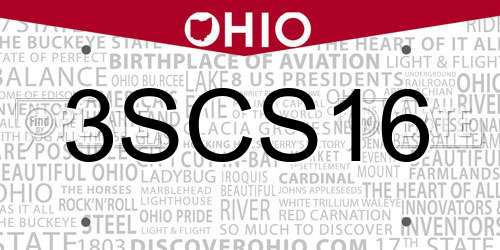 3SCS16 Ohio License Plate