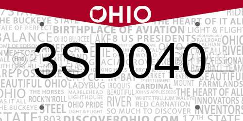 3SD040 Ohio License Plate