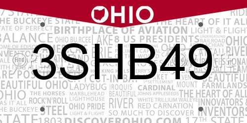 3SHB49 Ohio License Plate