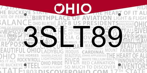3SLT89 Ohio License Plate