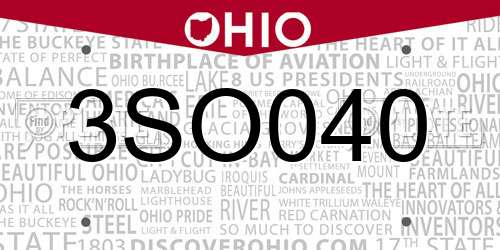 3SO040 Ohio License Plate