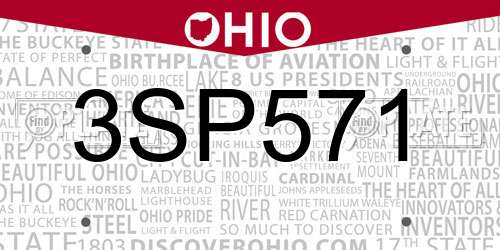 3SP571 Ohio License Plate