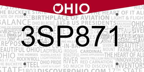 3SP871 Ohio License Plate