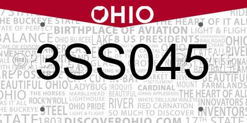 3SS045 Ohio License Plate