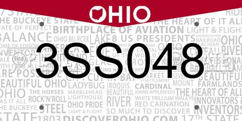 3SS048 Ohio License Plate