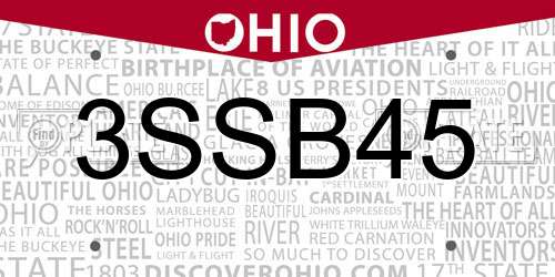 3SSB45 Ohio License Plate