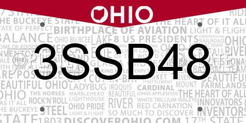 3SSB48 Ohio License Plate