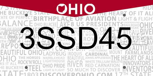 3SSD45 Ohio License Plate
