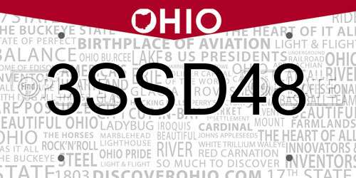 3SSD48 Ohio License Plate
