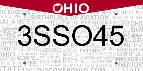 3SSO45 Ohio License Plate