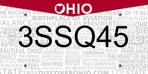 3SSQ45 Ohio License Plate