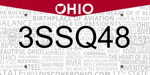 3SSQ48 Ohio License Plate